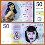 !!! S.U.A. - FANTASY NOTE - 50 DOLARI 2021 , MODELUL BETTIE PAGE - UNC