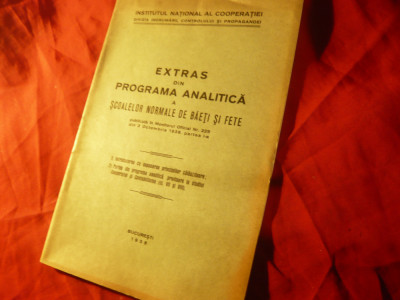 Extras din Programa analitica a Scolilor Normale de Baieti si Fete- Ed.1938 ,20p foto