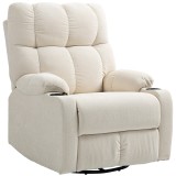 HOMCOM Fotoliu Modern Reclinabil 135&deg; cu Suport pentru Picioare și Suporturi pentru Pahare Bej | Aosom Romania