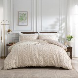Cumpara ieftin Set Lenjerie de Pat din Satin, 135 x 200 cm, + Set 2 Fata de Perna 80 x 80 cm, Bej - CN