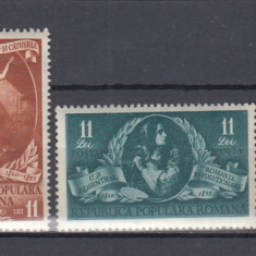 ROMANIA 1951 LP 283 CENTENARUL MORTII PICTORULUI D. ROSENTHAL SERIE MNH