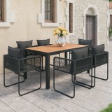 VidaXL Set mobilier masă de grădină, 7 piese, negru și maro, ratan PVC