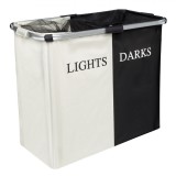 Cos de rufe, cadru aluminiu, negru/alb, 60,5x32,5x52,5 cm, 110 l