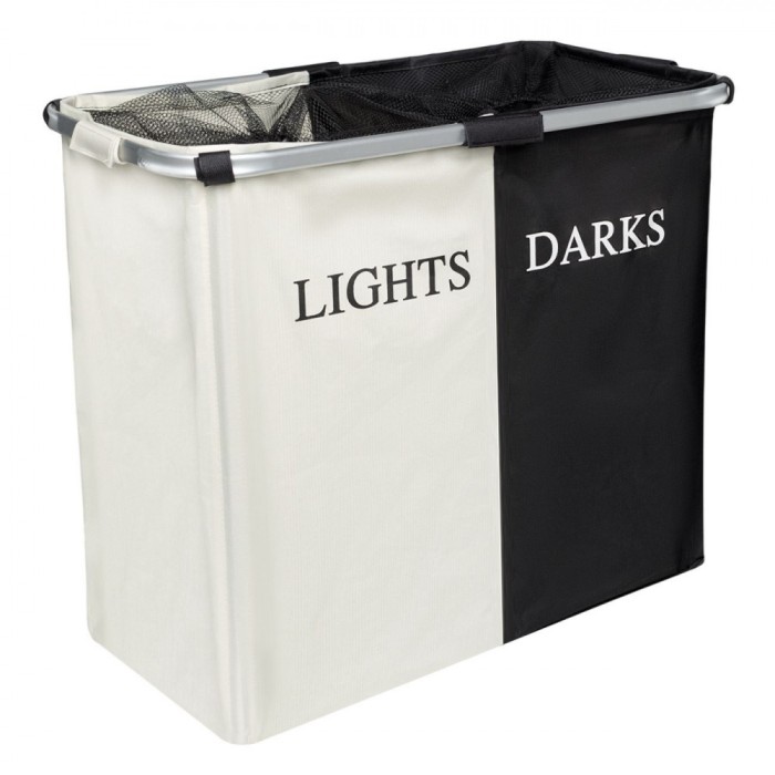 Cos de rufe, cadru aluminiu, negru/alb, 60,5x32,5x52,5 cm, 110 l