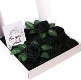 Set de 25 flori artificiale Asyouwish, spuma, negru/verde, 8 x 26 cm