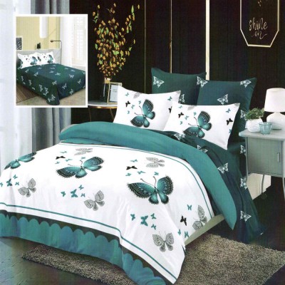 Lenjerie pat dublu,bumbac finet,6 piese,cearceaf normal 220x240cm, cearceaf pilota 200x220cm, 2 fete de perna 50x70, 2 fete de perna 70x70-M304 foto