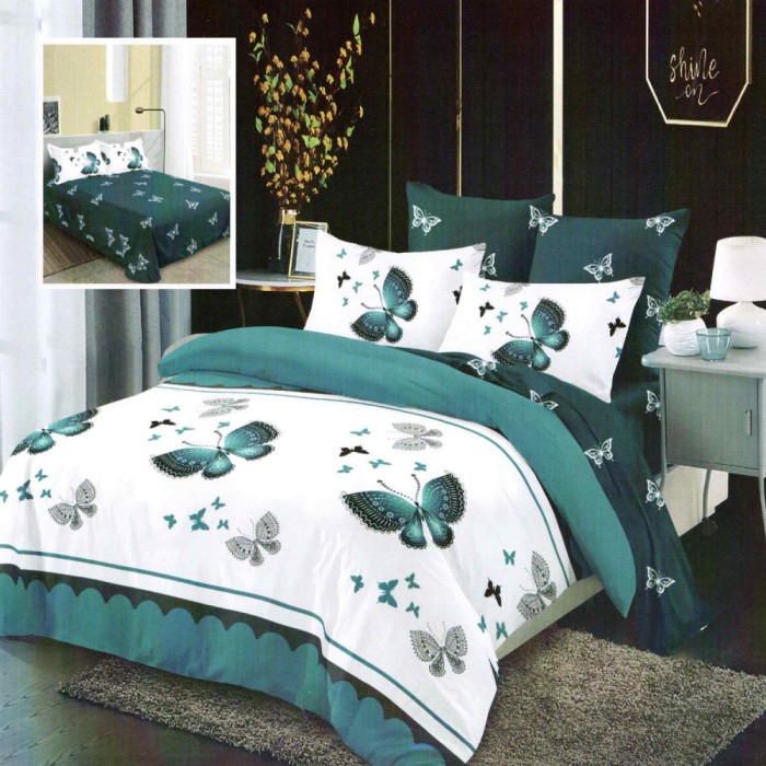 Lenjerie pat dublu,bumbac finet,6 piese,cearceaf normal 220x240cm, cearceaf pilota 200x220cm, 2 fete de perna 50x70, 2 fete de perna 70x70-M304