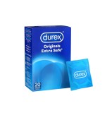 Prezervative clasice Durex Originals Extra Safe, lubrifiate si rezistente, 56 mm, 1 cutie x 20 buc