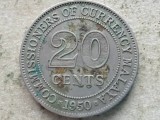 MALAYA-20 CENTS 1950, Asia