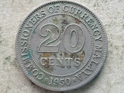 MALAYA-20 CENTS 1950 foto