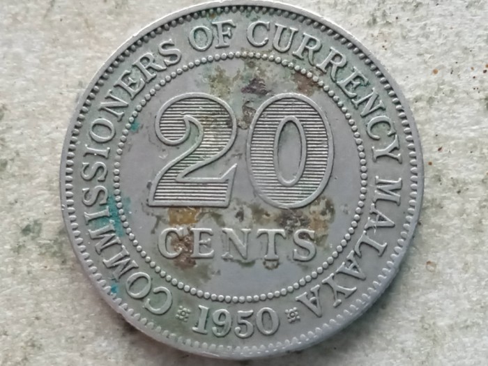 MALAYA-20 CENTS 1950