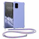 Husa Kwmobile pentru Samsung Galaxy A51, Silicon, Albastru, 53799.108, Textil, Carcasa