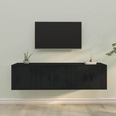 Set dulapuri TV, 3 piese, negru, lemn prelucrat GartenMobel Dekor foto
