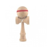 Kendama X Originala,Kendama Profesionala din Lemn, 18 cm, Model simplu cu dunga rosu