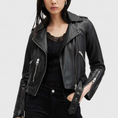 AllSaints geaca de piele BALFERN BIKER femei, culoarea negru, de tranzitie, W084LB