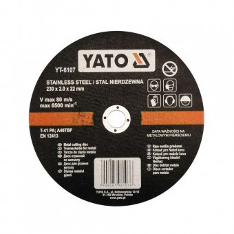 Disc taiat metal inox, Yato YT-6107, dimensiune 230x22x2.5 mm foto