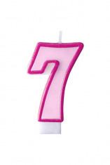 Lumanare de tort pentru aniversari cifra 7 roz foto