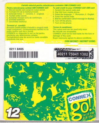 bnk card Romania - Connex - reincarcare Go! 12 - RO-CON-REF-0019C foto