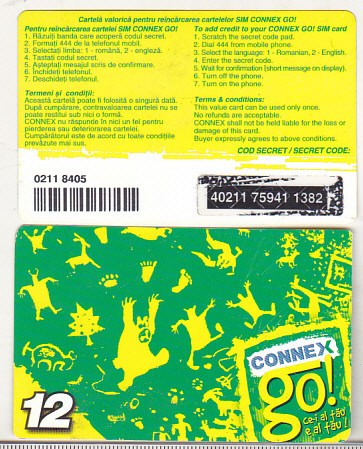 bnk card Romania - Connex - reincarcare Go! 12 - RO-CON-REF-0019C