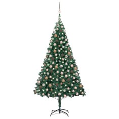 vidaXL Brad Crăciun artificial pre-iluminat, set globuri, verde 240 cm 3077624