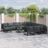 Cumpara ieftin Set de canapele pentru grădină 13 pcs Negru Aluminiu