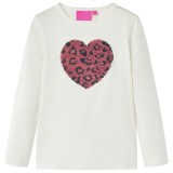 Tricou pentru copii cu m&acirc;neci lungi, ecru 128, vidaXL
