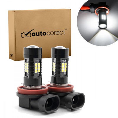 Set 2 Becuri cu Lupa H8 / H11 cu 21 Leduri tip 3030 21W 1200LM 6500K - Albe foto