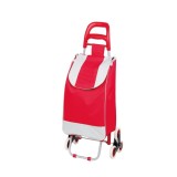 Cumpara ieftin Carucior cu sac pentru cumparaturi, cu 6 roti, sistem de urcare a scarilor, cu cadru de metal, margine de sprijin, rosu