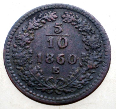 F.253 AUSTRIA 5/10 KREUZER 1860 E RARA foto