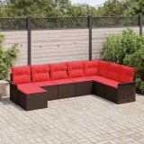 vidaXL Set de canapele pentru grădină cu pernă 8 pcs Bej Rattan poli 3354153