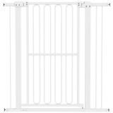 PawHut Poartă Siguranță Extensibilă C&acirc;ini Alb 76-104x104cm cu Deschidere O M&acirc;nă