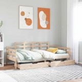 VidaXL Pat de zi cu sertare, 90x200 cm, lemn masiv pin
