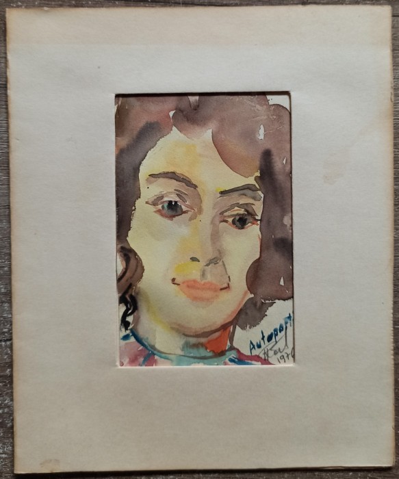 Autoportret// acuarela Rodica Raileanu 1976