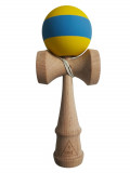 Kendama profesionala, Bila din lemn cu strat de silicon, Galben/Albastru, 37KD