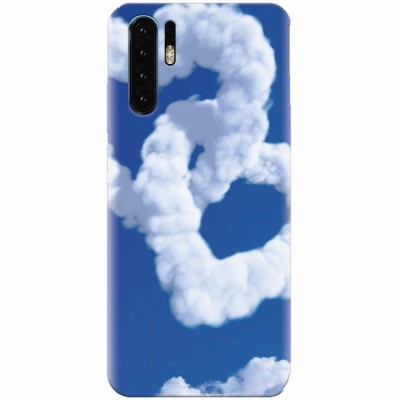 Husa silicon pentru Huawei P30, Heart Shaped Clouds Blue Sky foto