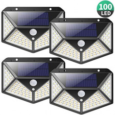 Set 4 Lampi solara pentru exterior 100 LED-duri cu senzor de miscare HT-76 foto