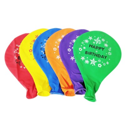 Set 6 baloane latex gigant, 50cm, Multicolor, Happy Birthday, Ropet foto