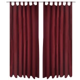Gossi draperii micro-satin cu bride, 140 x 175 cm, bordo, 2 buc.