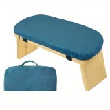 Cumpara ieftin Taburet portabil pentru yoga sau meditatie metaFox, 49.5 x 17.5 cm, bambus, captuseala, albastru