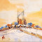 Tablou, - Peisaj de iarna - ulei pe carton, 14 x 18 cm, semnate in monograma V/A