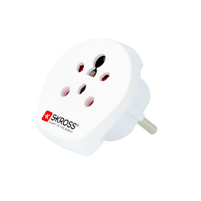 Adaptor priza universal India/Israel/Danemarca-EU Skross, 100-250 V, Schuko, Alb foto