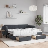 Cumpara ieftin Pat de zi cu extensie și sertare gri &icirc;nchis 80x200 cm catifea