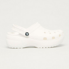 Crocs papuci Classic Platform Clog femei, culoarea alb 207989