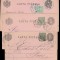 1887-1890 Romania - 3 intreguri cp format variat cu marci Vulturi toate diferite