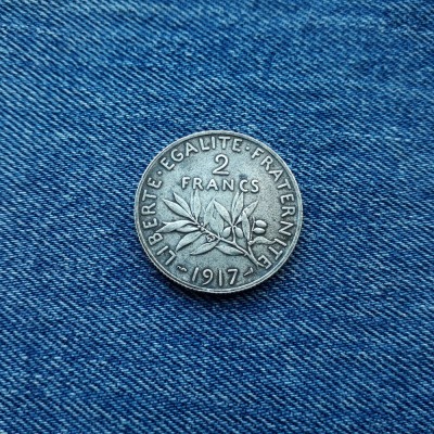 2 Francs 1917 Franta franci argint foto