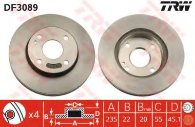 Disc frana MAZDA DEMIO (DW) (1996 - 2003) TRW DF3089 foto
