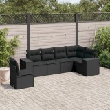 vidaXL Set mobilier de grădină cu perne, 6 piese, negru, poliratan 3254962