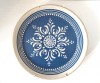 Farfurie ceramica veche 1998 Darmstadt, model etno cu alb in relief pe albastru