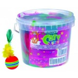 Jucarie minge &amp; pene pt pisicute 18 buc/cut