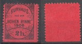 Posta locala Păltiniș HOHE RINNE timbru dantelat 2 helleri din 1906 nestampilat MNH din marginea de coala